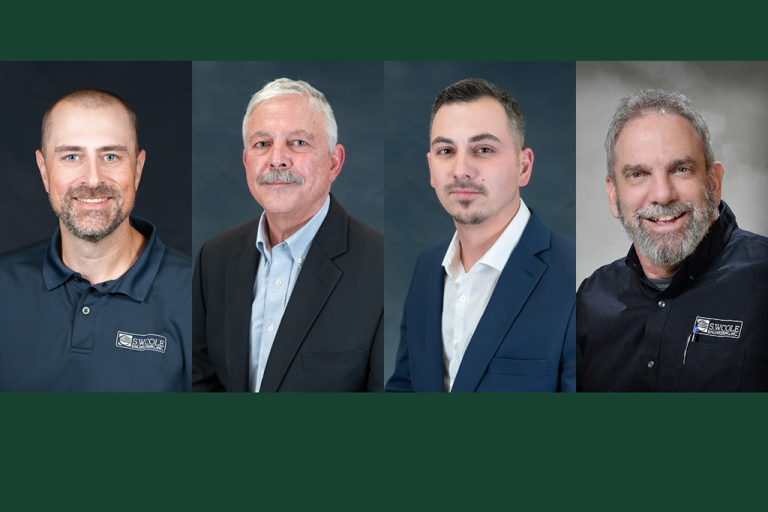 Photos of Andrew Michaud, Roger Domingo, Chris Raymond and Richard Smith on a dark green background.