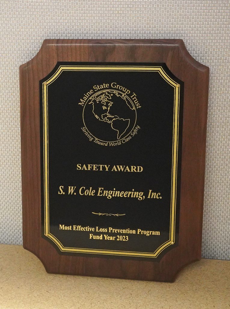 Plaque for Safety Award for Most Effective Loss Prevention Program