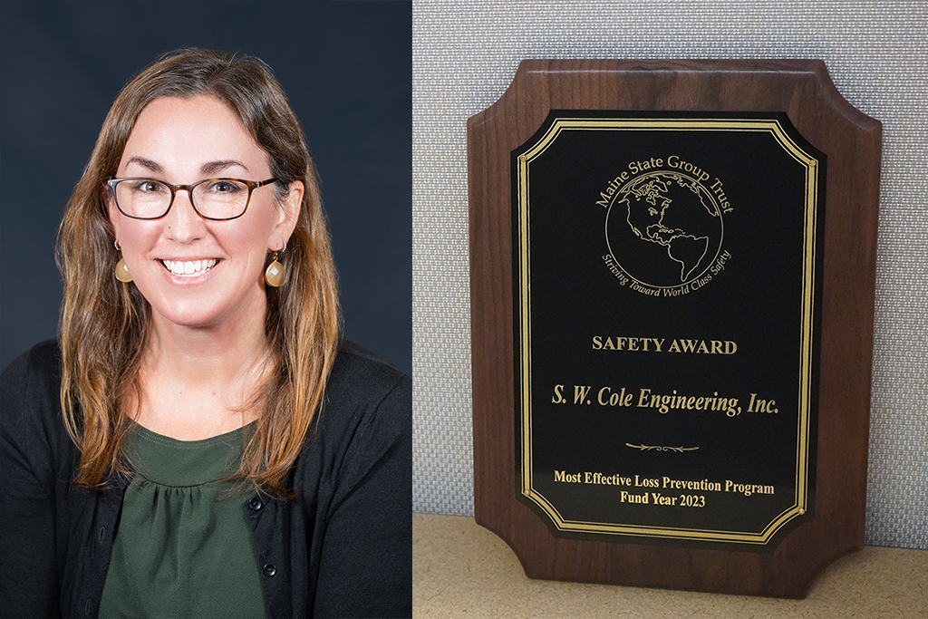 Photo of Jess Smith next to photo of safety award plaque for most effective loss prevention program