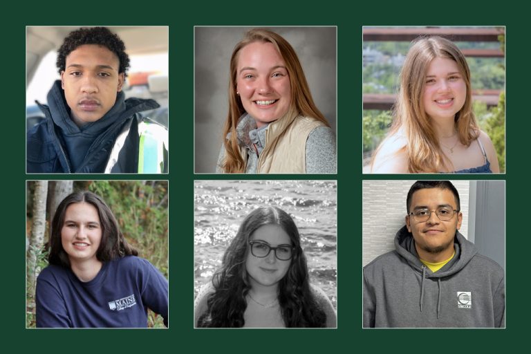 Headshot photos of recently promoted employees on a green background.
